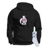 Gatita Musculosa Gym Logo Sudadera Par Calcetas Gato Animado