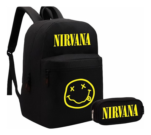 Kit Mochila + Estojo Escolar Nirvana Banda Rock