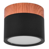 Aplique Muro Sobrepuesto Negro Con Madera 6w Luz Cálida