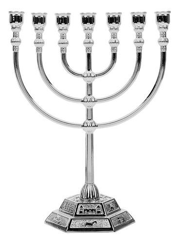 Menorah Judío Candelabro 7 Brazos Color Plata