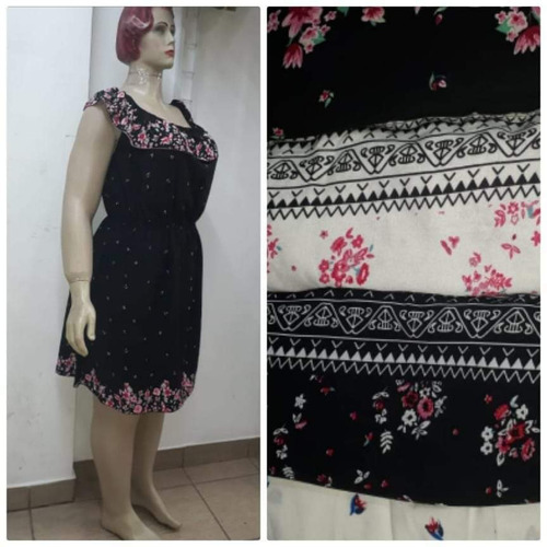 Vestido De Fibrana Estampado Talles Grandes Y Especiales