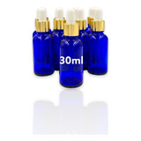 100 Goteros 30ml Vidrio Azul., Dorado/blanco