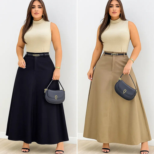 Kit 2 Saias Longa Cristã Evangélica Alfaiataria Godê Rodada