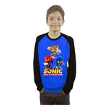 Polera De Sonic Manga Larga Estampada Dtf Cod 002