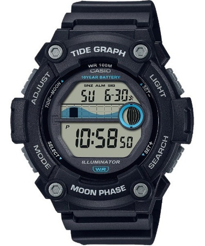 Relógio Casio Preto Ws1300 Gráfico Maré Dados Lunar 100mts