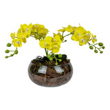 Arranjo Flores Orquidea Amarelo Sala Jantar Centro Mesa