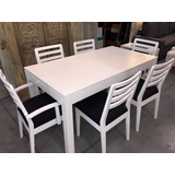 Juego De Comedor Mesa Laqueada 1,80x0,85+6 Sillas Magnolio