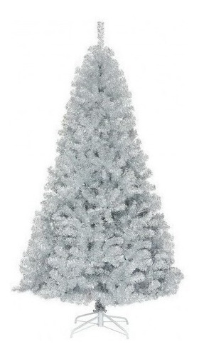 Árbol De Navidad De Oropel De Plata Sin Iluminacion