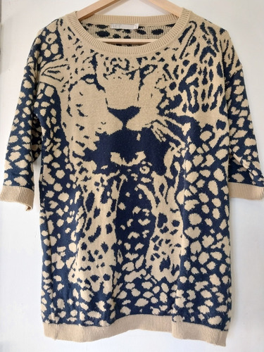 Sweater Marca Ver  Largo Animal Print Tm Impecable 