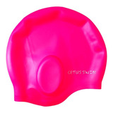 Touca De Silicone Para Natação Cobre Orelha Cabelo Volumoso Cor Rosa