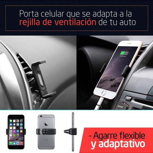 Soporte Celular Auto Rejilla Ventilacion Universal Giro 360°