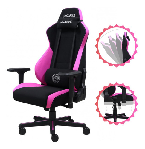 Cadeira Escritório Modelo Gamer Alto Conforto Tecido Rosa