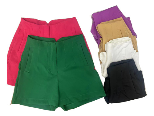 Kit 03 Shorts Feminino De Alfaiataria Revenda Atacado