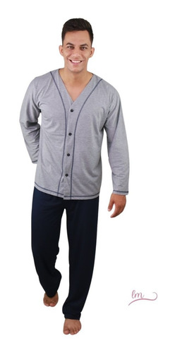 Pijama Homem Plus Tamanho 60 Com Botões Em Malha Cirurgia