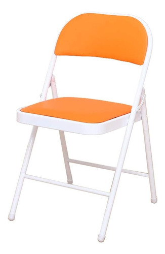 Silla Plegable Acojinada Para Oficina Home Office Extriores Color Naranja Material Del Tapizado Cuero Sintético