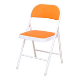 Silla Plegable Acojinada Para Oficina Home Office Extriores Color Naranja Material Del Tapizado Cuero Sintético