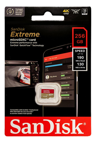 Memoria Micro Sd Sandisk 256 Gb Extreme Line A2 190 Mb/s 4k 