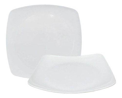 Plato Playo Melamina Cuadrado 25cm Blanco X12 Unidades