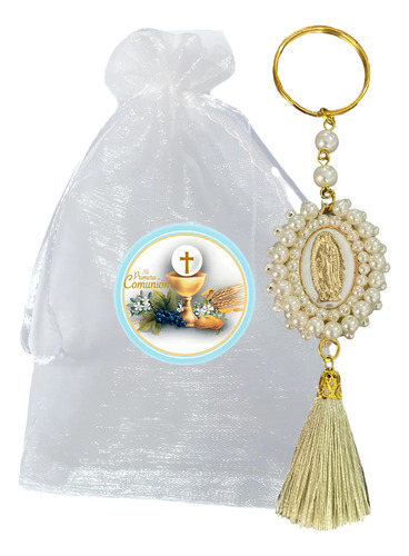 Recuerdos Para Eventos Llavero Virgen Perla Beige 6 Pz + Bol | MercadoLibre