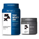 Kit Top Whey 3w 900g + Creatina 300g Sabor Vitamina De Frutas