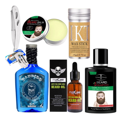 Kit Barberia  Kit De Barba Shampoo Aceite Cera