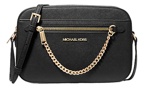 Cartera Crossbody Michael Kors- Jet Set Item LG Chain Black 35s1gttc7l