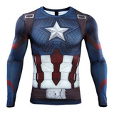 Camisa De Manga Compresiva Del Capitán América Para Hombre