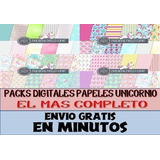 Pack  Gigante Papeles Clipart Unicornio Full Completo