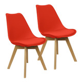 Kit 2 Cadeiras Charles Eames Leda Design Wood Estofada Cor Da Estrutura Da Cadeira Vermelho