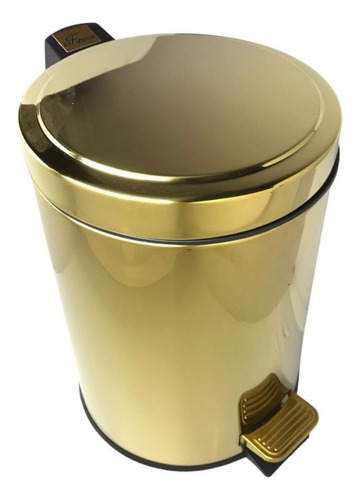 Fineza Lixeira Dourada Em Aço Inox Banheiro Pedal 5l Novo Design