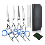 Tesouras 5pcs Professional Barber Pet Scissors Flat Scissors