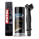 Motul C1 Cadenas Desengrasante + Cepillo + Lubricante Wolf