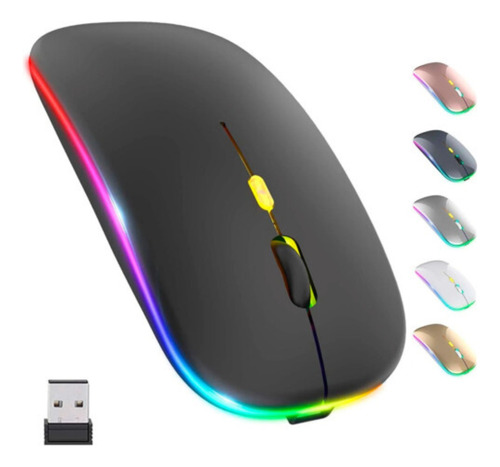 Mouse Sem Fio Recarregável Wireles Optico Led Rgb 2.4ghz Usb