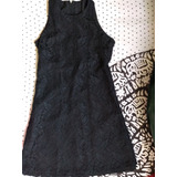 Vestido Negro De Encaje Talle 40 Usado Corto