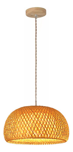 Lustre Pendente Rústico Artesanal Palha Bambu Grande 45cm