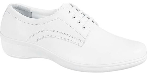 Zapato De Piel Con Agujeta Flexi 2603 Blanco Mujer