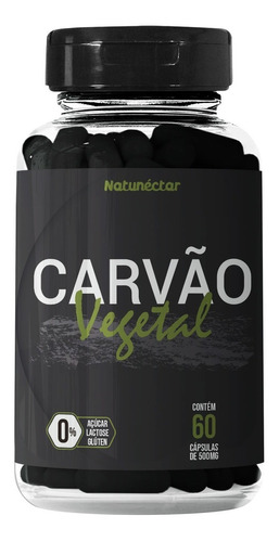 Carvão Vegetal Desintoxica O Intestino Ativado Puro 60 Caps Sabor Sem Sabor