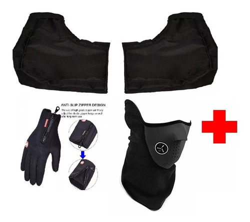 Guantes + Cubre Manos + Mascara Mangas Frio Moto Con Abrigo