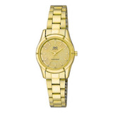 Reloj Para Mujer Q&q Qyq Q877j010y Dorado Acero + Estuche