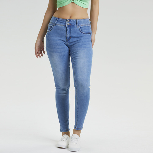 Jeans Mujer Skinny Kim Lavado Azul Claro Fashion's Park