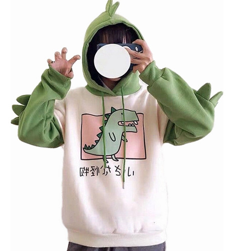 Sudadera Con Capucha De Dinosaurios Manga Larga For Mujer