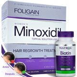 Minoxidil 2% Dama  + Biotina Natrol 10,000 Mcg 100 Tabletas