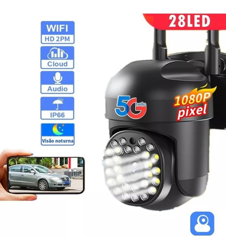 Câmera De Segurança 5g/2,4g 28 Led Hd Wifi 1080p Com Alarme