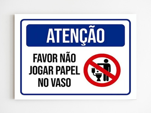 Kit 5 Placas De Aviso Atenção Favor Não Jogar Papel No Vaso