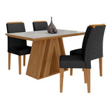 Mesa De Jantar C/vidro Ravena 4 Cadeiras Cinam/off/preto-m A Cor Cinamomo/off White/preto 06