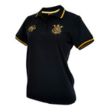 Camisa Corinthians Baby Look Polo Gold Retro Feminina