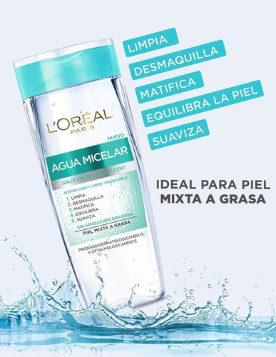 Loreal Agua Micelar  400 Ml Solución Limpieza 5 En 1