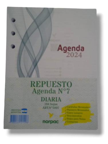 Repuesto Agenda Norpac 5007 Diaria N° 7 Dia A La Vista