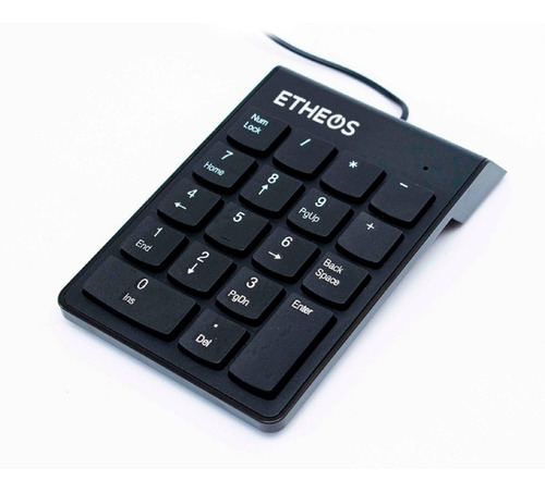 Teclado Numerico Etheos Cable Usb Pc Notebook Oficina Office Color Del Teclado Negro