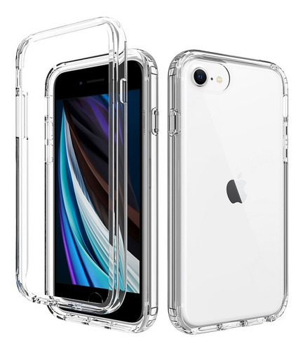 Funda 360 Para iPhone Uso Rudo Bicolor Transparente 